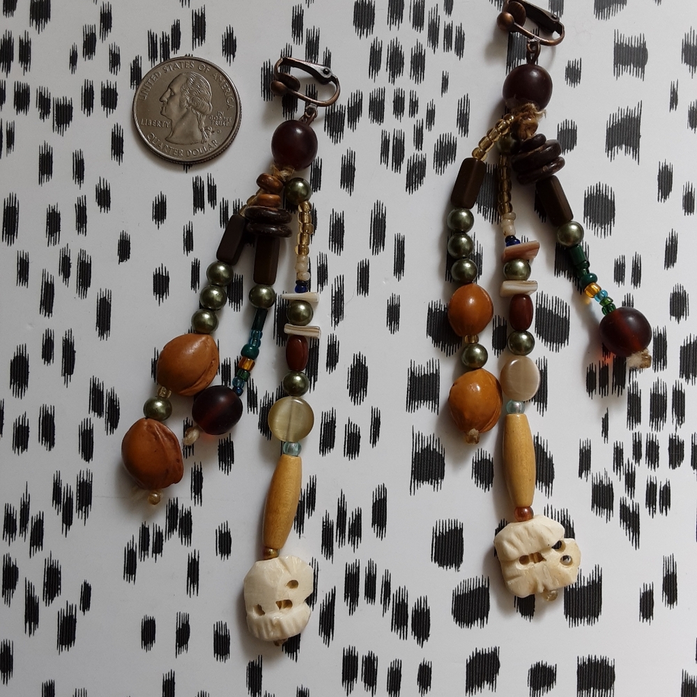 5" Mixed Media Clip Earrings